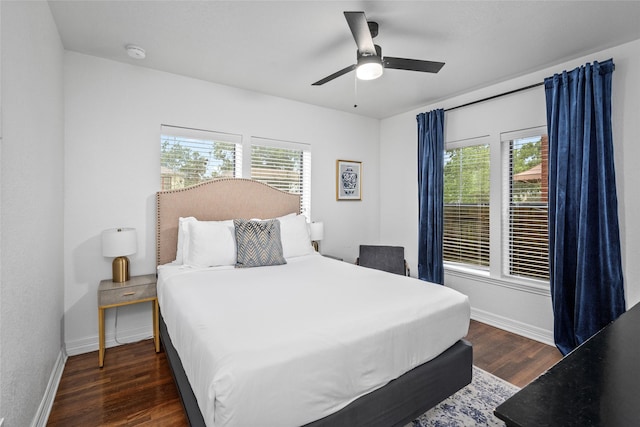 3404 Rosedale St, Houston, TX 77004 - bedroom featuring dark wood finished floors and a ceiling fan