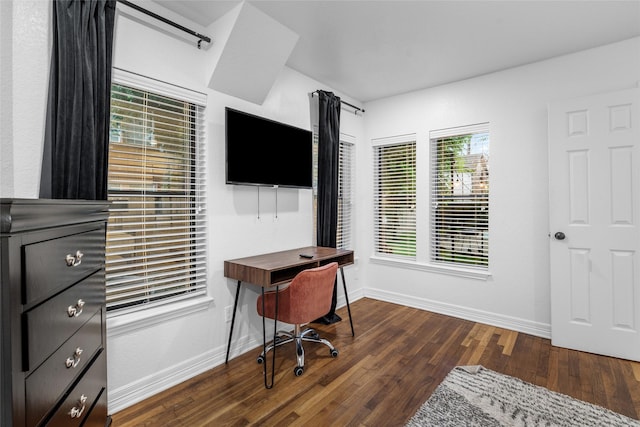3404 Rosedale St, Houston, TX 77004 - office featuring baseboards and dark wood finished floors