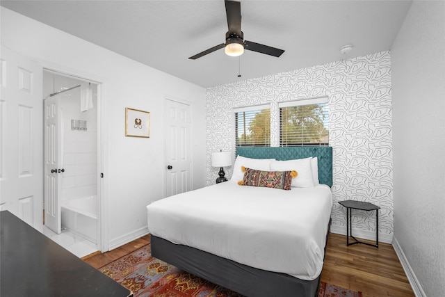3404 Rosedale St, Houston, TX 77004 - bedroom featuring wood finished floors and a ceiling fan