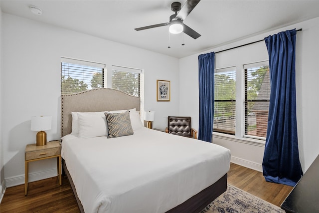 3404 Rosedale St, Houston, TX 77004 - bedroom with dark wood-style flooring and ceiling fan