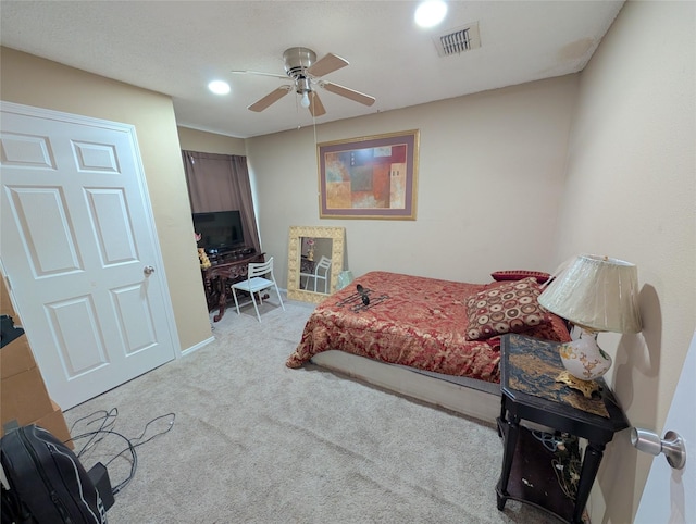 7140 S Dairy Ashford Rd, Houston, TX 77072 - bedroom featuring carpet, ceiling fan, and recessed lighting