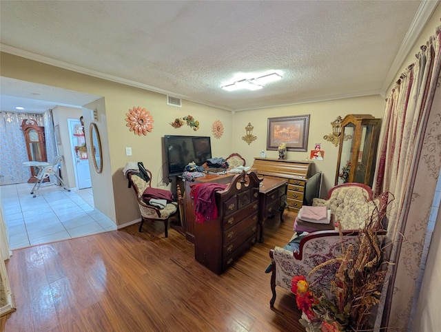 7140 S Dairy Ashford Rd, Houston, TX 77072 - office space with crown molding, wood finished floors, and a textured ceiling