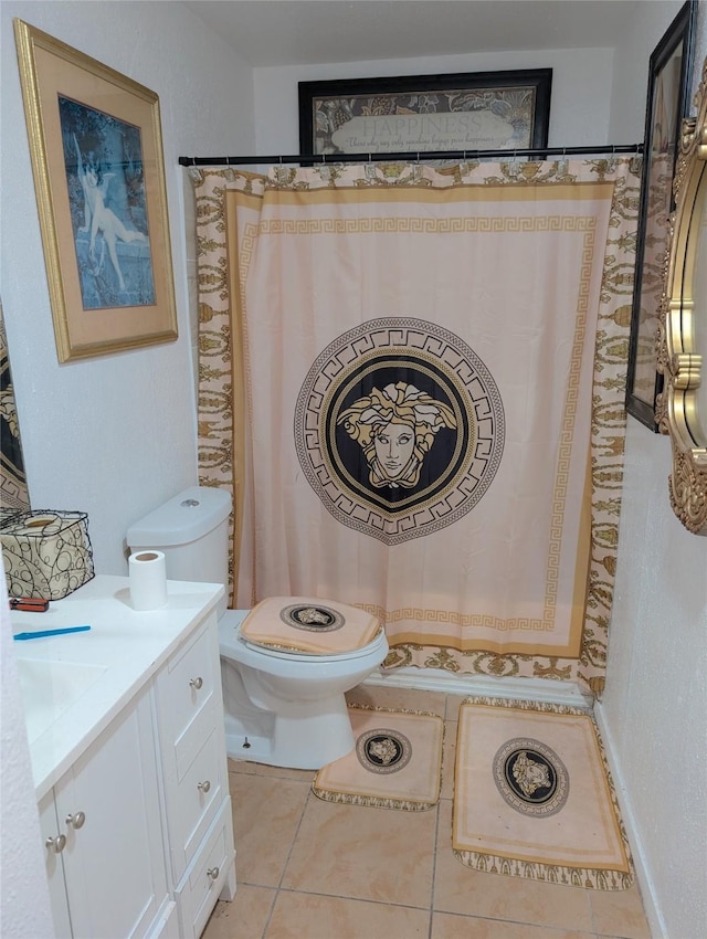 7140 S Dairy Ashford Rd, Houston, TX 77072 - bathroom with tile patterned floors, vanity, and curtained shower