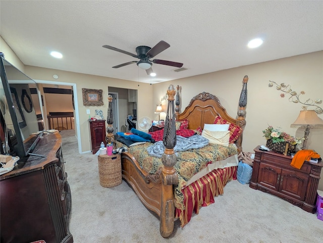 7140 S Dairy Ashford Rd, Houston, TX 77072 - bedroom featuring carpet floors, recessed lighting, and ceiling fan
