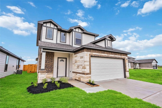 16853 Needlepoint Dr, Conroe, TX 77302 - view of front of home with brick siding, driveway, roof with shingles, and stone siding