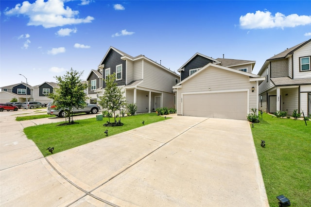 3923 Calasso Ct, Katy, TX 77493 - view of front facade with a residential view, driveway, an attached garage, and a front lawn