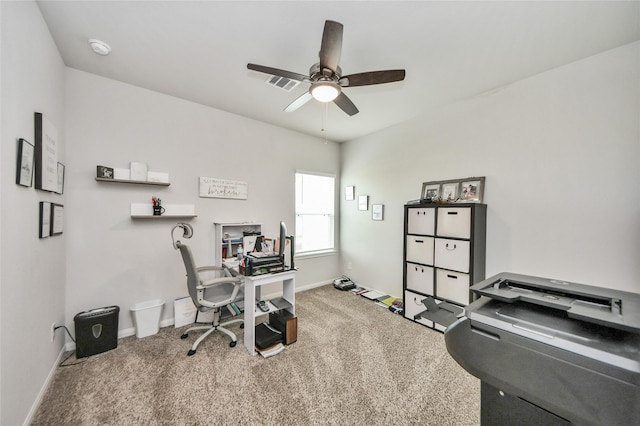 3923 Calasso Ct, Katy, TX 77493 - carpeted home office with a ceiling fan and baseboards