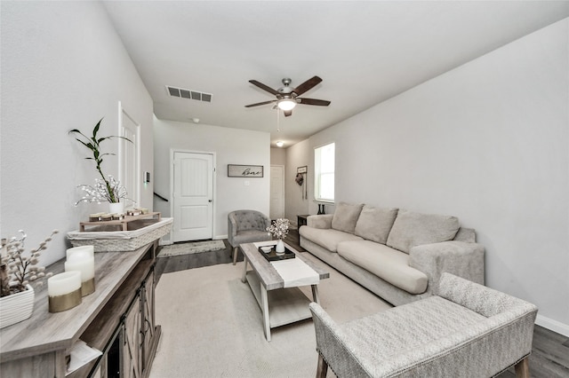 3923 Calasso Ct, Katy, TX 77493 - living room with dark wood-style floors and ceiling fan
