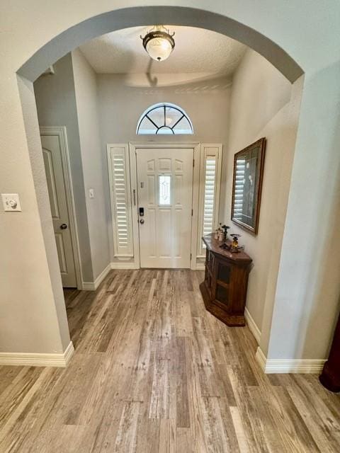 108 Audubon Woods Dr, Richwood, TX 77531 - foyer entrance featuring wood finished floors and arched walkways
