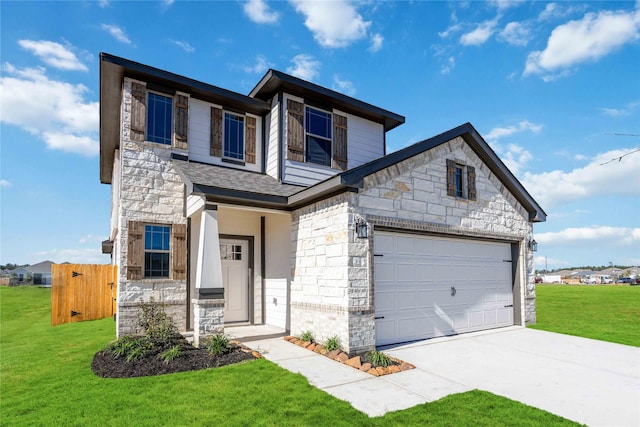 16866 Needlepoint Dr, Conroe, TX 77302 - view of front of property featuring stone siding, concrete driveway, roof with shingles, and an attached garage