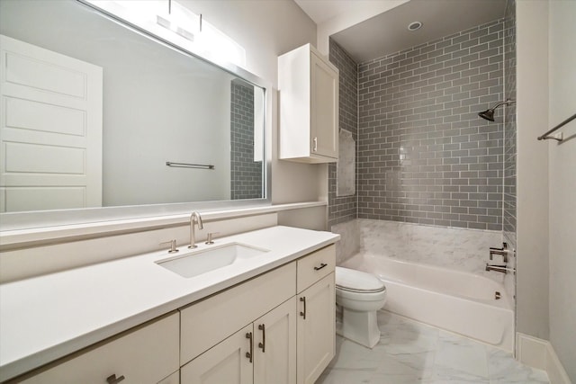 1116 W Drew St, Houston, TX 77006 - bathroom featuring vanity, marble finish floors, and shower / bath combination
