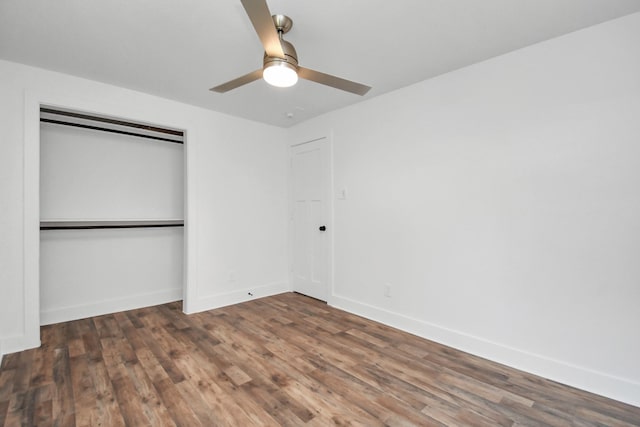 8221 Hezekiah Ln, Houston, TX 77088 - unfurnished bedroom featuring wood finished floors, a closet, and a ceiling fan