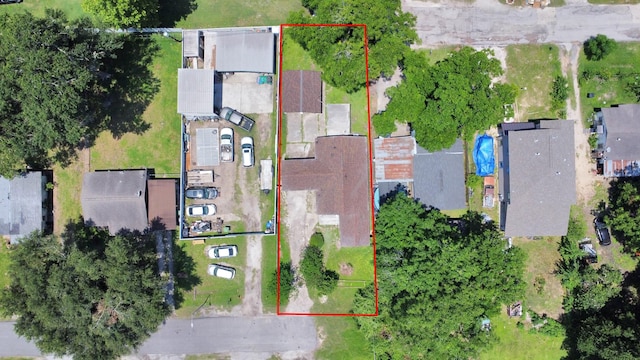 8221 Hezekiah Ln, Houston, TX 77088 - aerial view of property and surrounding area with property parcel outlined