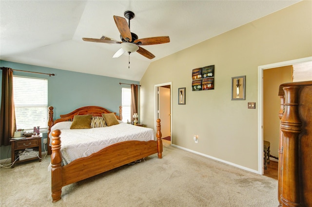 11734 Filaree Trl, Houston, TX 77044 - bedroom with lofted ceiling, carpet, and ceiling fan