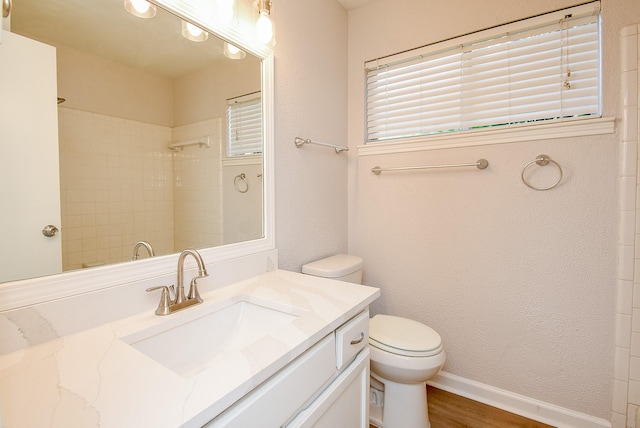 1010 Rock Canyon Dr, Katy, TX 77450 - bathroom with vanity, a shower, and wood finished floors
