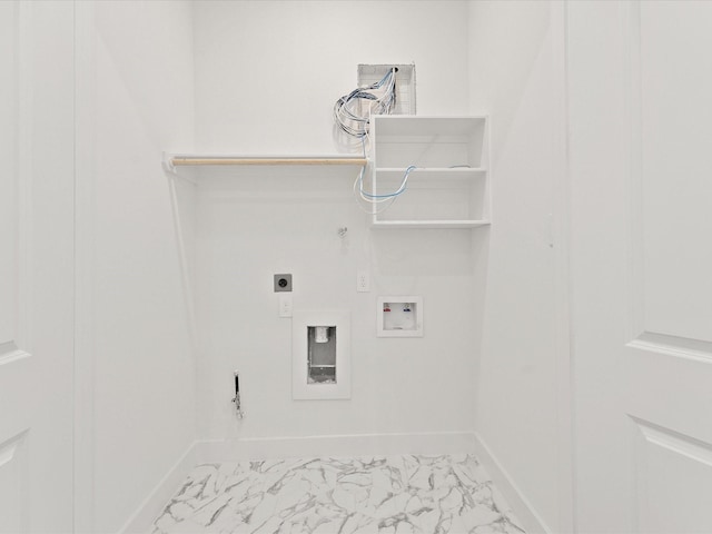 1604 Mary St, Houston, TX 77026 - washroom with hookup for a gas dryer, electric dryer hookup, hookup for a washing machine, and marble look tiles