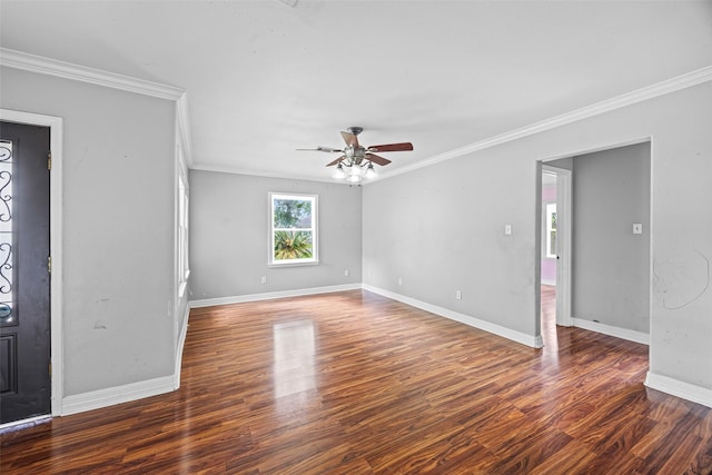 4535 Clermont Ave, Groves, TX 77619 - unfurnished room featuring ornamental molding, a ceiling fan, and wood finished floors