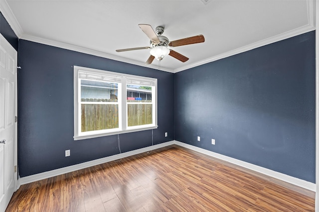 4535 Clermont Ave, Groves, TX 77619 - unfurnished room featuring ceiling fan, wood finished floors, and ornamental molding
