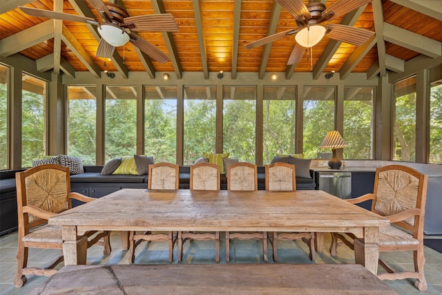 603 W Friar Tuck Ln, Houston, TX 77024 - sunroom featuring a wood ceiling with exposed beams