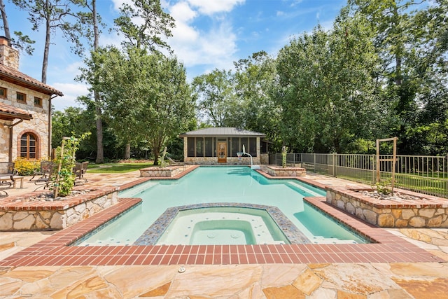 603 W Friar Tuck Ln, Houston, TX 77024 - view of swimming pool with a patio area and a pool with connected hot tub