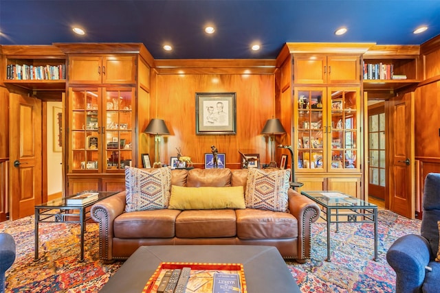 603 W Friar Tuck Ln, Houston, TX 77024 - living area with recessed lighting and wooden walls
