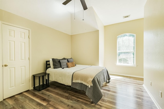 227 Fairwind Trail Dr, The Woodlands, TX 77385 - bedroom featuring wood finished floors and a ceiling fan