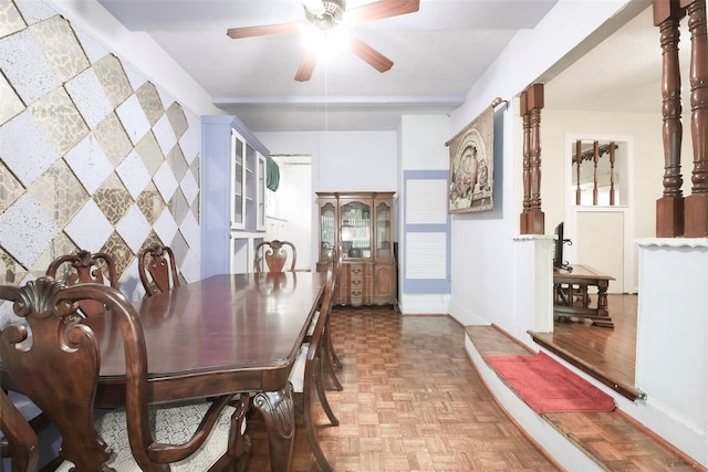 3614 Billingsley St, Houston, TX 77009 - dining room with baseboards and ceiling fan