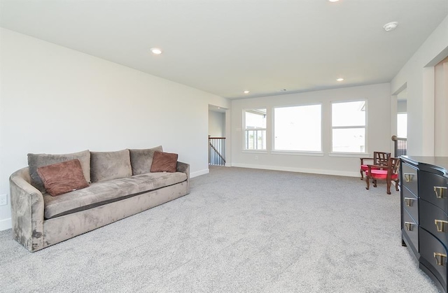 9522 Rialto Creek Dr, Cypress, TX 77433 - living area featuring light carpet and recessed lighting