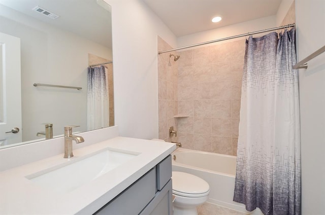 9522 Rialto Creek Dr, Cypress, TX 77433 - bathroom with vanity, shower / tub combo with curtain, and recessed lighting