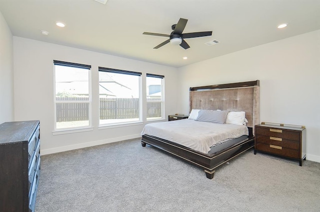 9522 Rialto Creek Dr, Cypress, TX 77433 - carpeted bedroom with recessed lighting and a ceiling fan