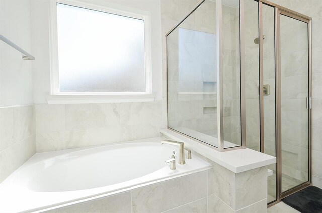 9522 Rialto Creek Dr, Cypress, TX 77433 - bathroom with a garden tub and a shower stall