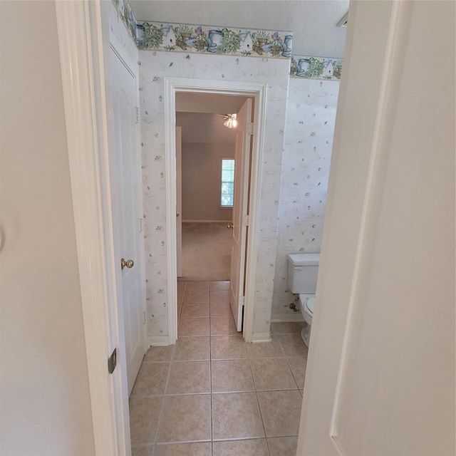 110 Greenridge Cir, League City, TX 77573 - bathroom with wallpapered walls and tile patterned flooring