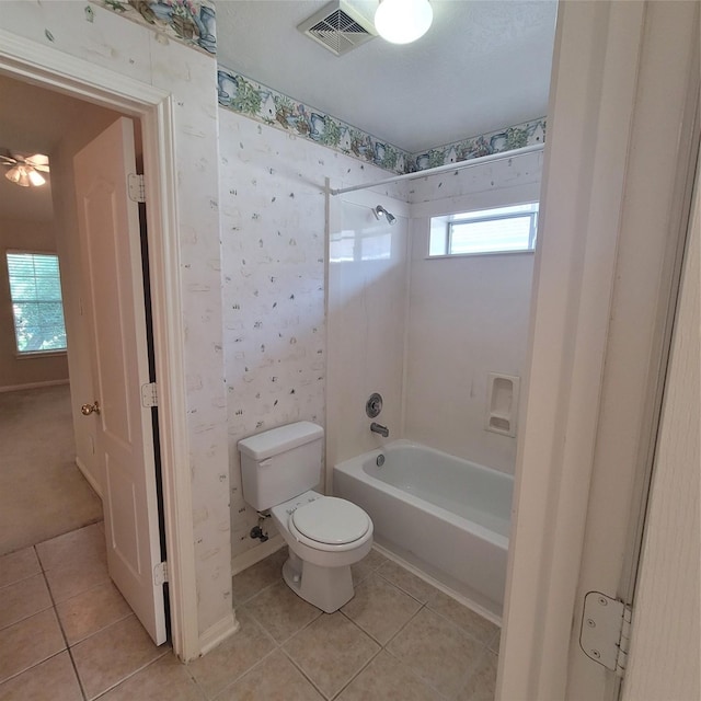 110 Greenridge Cir, League City, TX 77573 - bathroom featuring tile patterned flooring, wallpapered walls, and bathtub / shower combination