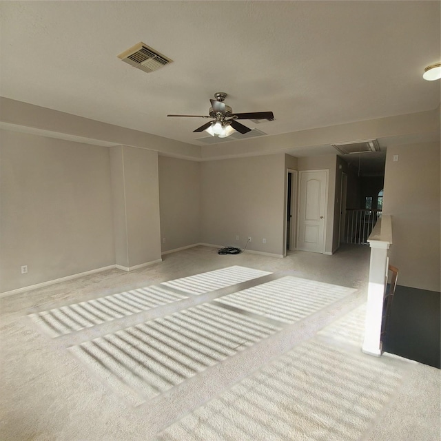 110 Greenridge Cir, League City, TX 77573 - empty room with attic access, light carpet, and ceiling fan