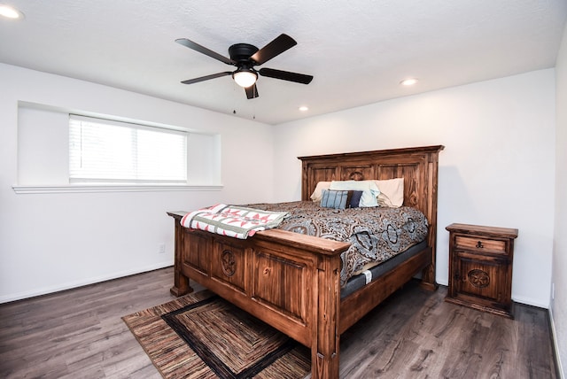 718 River Plantation Dr, Conroe, TX 77302 - bedroom featuring wood finished floors, recessed lighting, and a ceiling fan