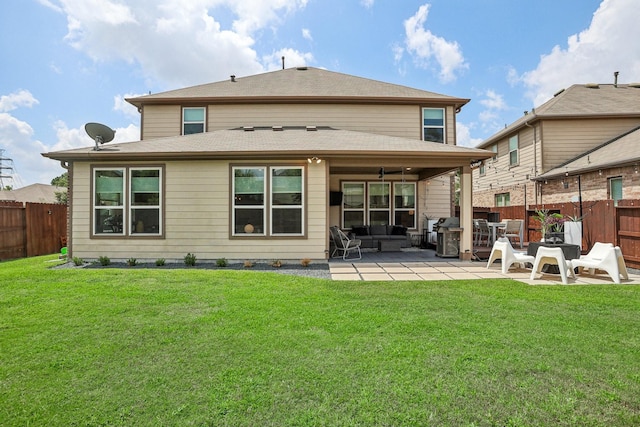 6019 Rivergrove Bend Dr, Humble, TX 77346 - back of house with a fenced backyard, a patio, and an outdoor living space