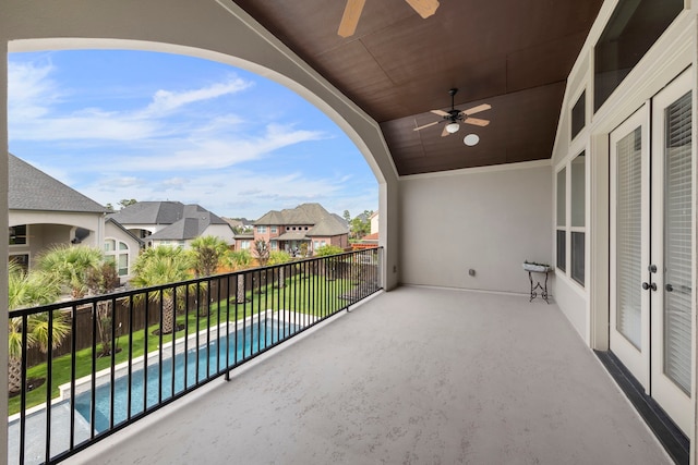 3971 Rolling Thicket Dr, Spring, TX 77386 - balcony featuring ceiling fan, view of pool, and a residential view