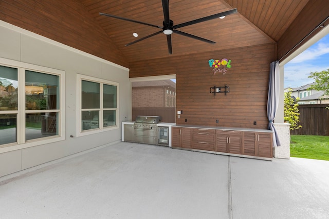 3971 Rolling Thicket Dr, Spring, TX 77386 - view of patio / terrace featuring an outdoor kitchen and a ceiling fan