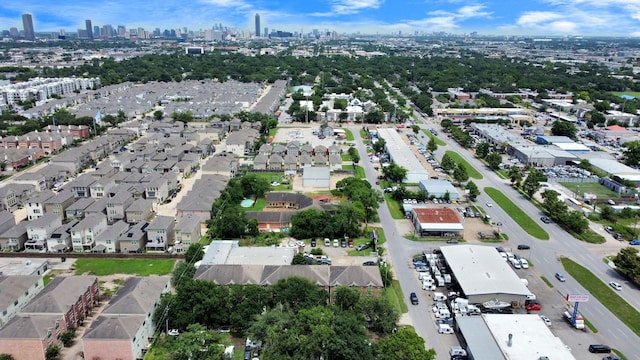 8710 Beverlyhill St Unit 201, Houston, TX 77063 - aerial overview of property's location featuring city skyline