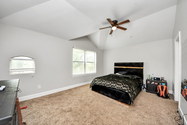 8710 Beverlyhill St Unit 201, Houston, TX 77063 - bedroom featuring lofted ceiling, carpet floors, and a ceiling fan