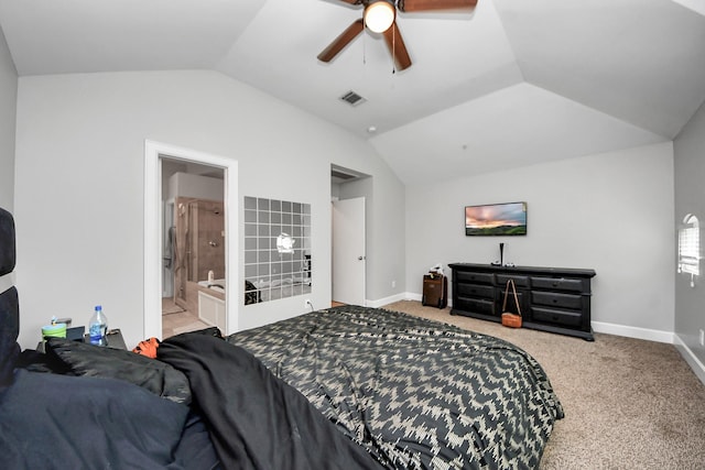 8710 Beverlyhill St Unit 201, Houston, TX 77063 - bedroom with lofted ceiling, carpet, and ceiling fan