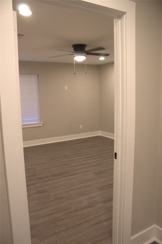 5105 Oak Ave, Pasadena, TX 77503 - spare room with ceiling fan, dark wood-style floors, and recessed lighting