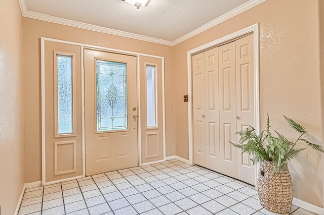 55 Sweetgum Ct, Lake Jackson, TX 77566 - entryway featuring light tile patterned floors and crown molding