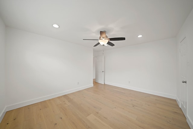 5730 Chrystell Ln, Houston, TX 77092 - unfurnished room with ceiling fan, light wood-style floors, and recessed lighting