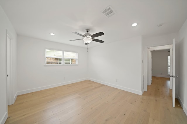 5730 Chrystell Ln, Houston, TX 77092 - unfurnished bedroom featuring light wood-style flooring, recessed lighting, and a ceiling fan