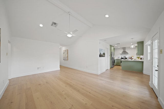 5730 Chrystell Ln, Houston, TX 77092 - unfurnished living room featuring light wood-style flooring and a ceiling fan