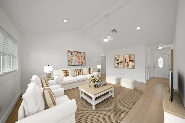 5730 Chrystell Ln, Houston, TX 77092 - living area featuring light wood-style flooring, ceiling fan, and recessed lighting