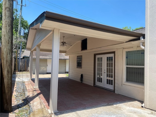 3226 Brookston St, Houston, TX 77045 - view of patio / terrace with french doors and a ceiling fan