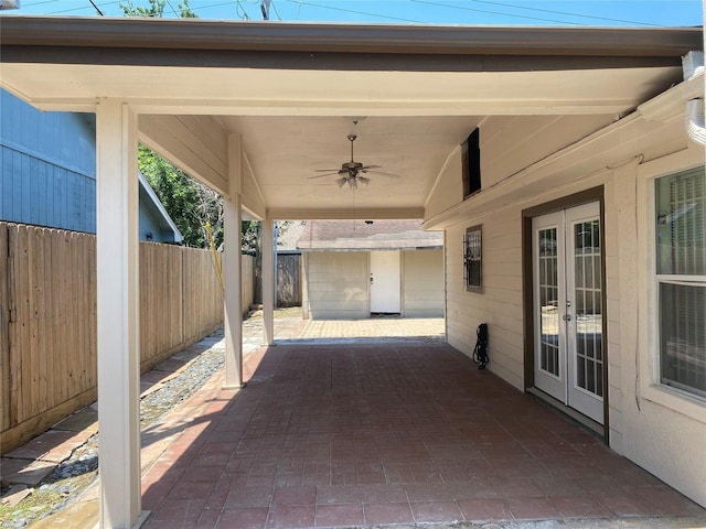 3226 Brookston St, Houston, TX 77045 - view of patio featuring french doors and a ceiling fan