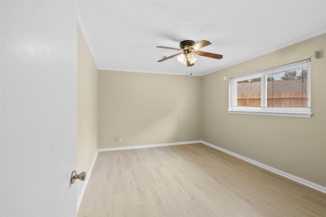 3315 Crestdale Dr, Houston, TX 77080 - spare room featuring ornamental molding, light wood-style floors, and a ceiling fan